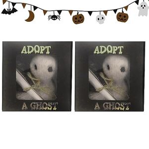 Genikeer Adopt A Ghost, White Wool Felt Ghost and Tiny Scroll Set, DIY Wool Felt Project Getting Started Needle Felt Kit, Halloween Wool Felt Spooky Doll for Friends and Family Who Love Ghost Stories
