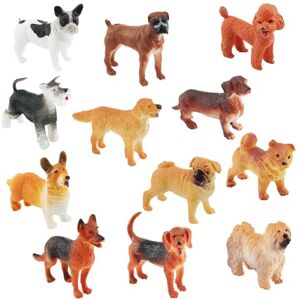 FPGXOCJM 12pcs Puppy Model Mini Toys, Mini Dog Figurines, Cartoon Puppy Ornaments, Realistic Dog Figures Toy Set, Cake Decoration, Figurines Resin Model, Educational Learning Toy Set for Kids Toddlers