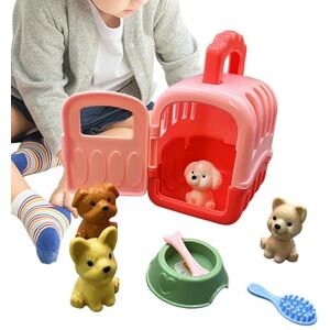 Generic Dog Care Playset - 8pcs Dog Cage Pretend Educational Play Set,Pretend Role Play Dog Grooming Toys, Puppy Carrier Toy Play Set for Ages 3+ Boys & Girls