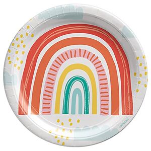 Amscan 550019 Retro Rainbow Round Paper Plates 23cm 8 Pieces