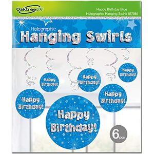 OakTree Happy Birthday Blue Holographic Hanging Swirls 6pcs