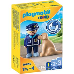 Playmobil 1.2.3 70408 Police Officer with Dog, for Children Ages 1.5 - 4