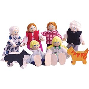 Bigjigs Toys Heritage Playset Wooden Dolls House People - 8 Wooden Dolls Family for Dollhouses, Quality Dolls House Accessories for Pretend Play