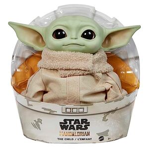 Mattel Star Wars Plush Toys, Grogu Soft Doll from The Mandalorian, 11-inch Figure, Collectible Stuffed Animals for Kids, GWD85, Tan/Brown