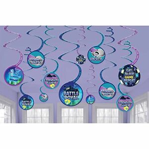 Amscan 9912581 - Kids Battle Royal Gamers Birthday Hanging Swirls Party Decorations - 6 Pack
