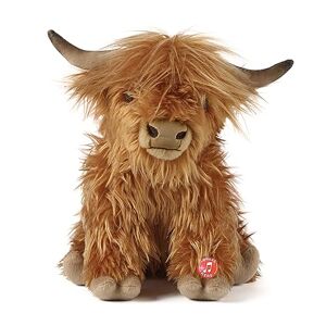Living Nature Highland Cow Brown Plush Toy Farm Toy with Sound Soft Toy Gift for Kids Naturli Eco-Friendly Plush 22 cm