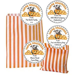 webstickers 26 Personalised Happy Halloween Stickers & Bags & 26 Business, Farm Shop Nursery