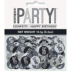 Unique 83823 Black Prismatic 16th Birthday Confetti, 5 oz 1 Pack, Age 16