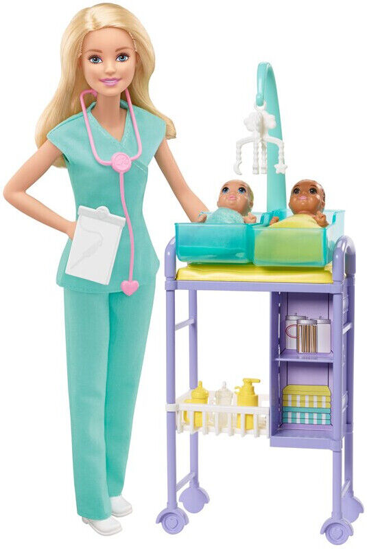 Barbie Doctor Careers with twin baby Doll,Play set Hospital Character Girls