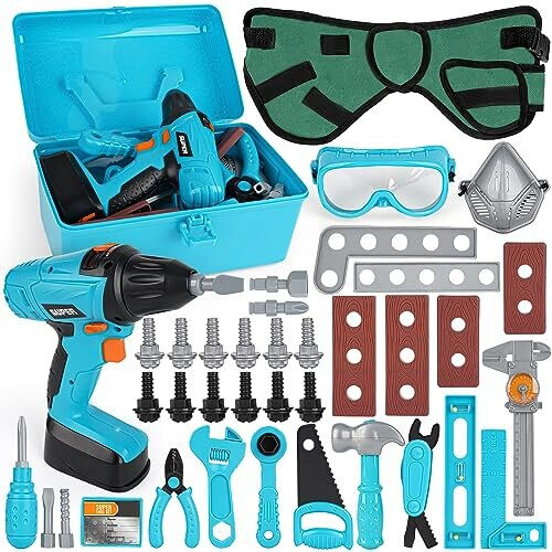 Vanplay Kids Toys Kids Tool Set Pretend Play Tools Kit with Electronic Toy Drill