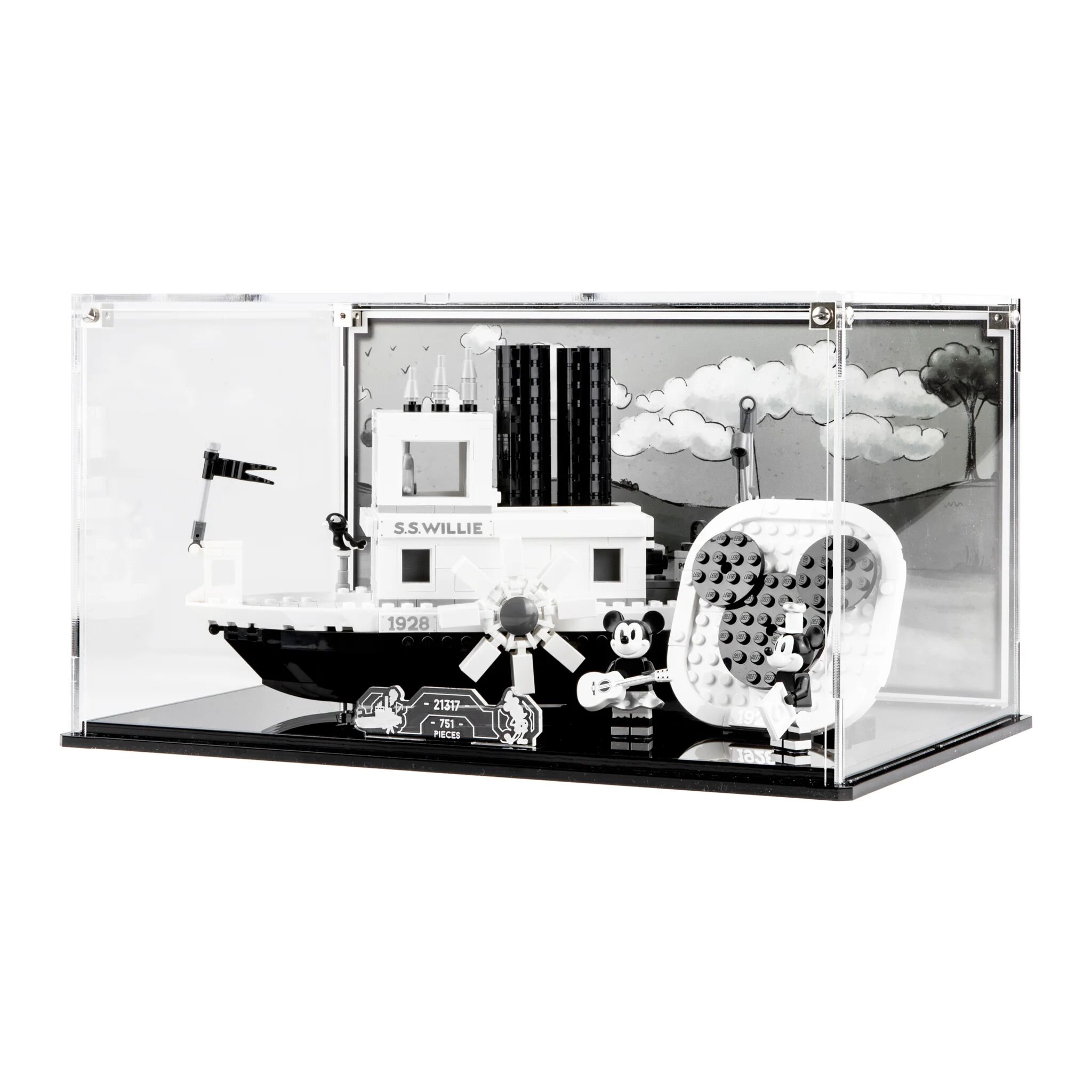 Wicked Brick Display case for LEGO® Ideas: Steamboat Willie (21317) - Printed Background