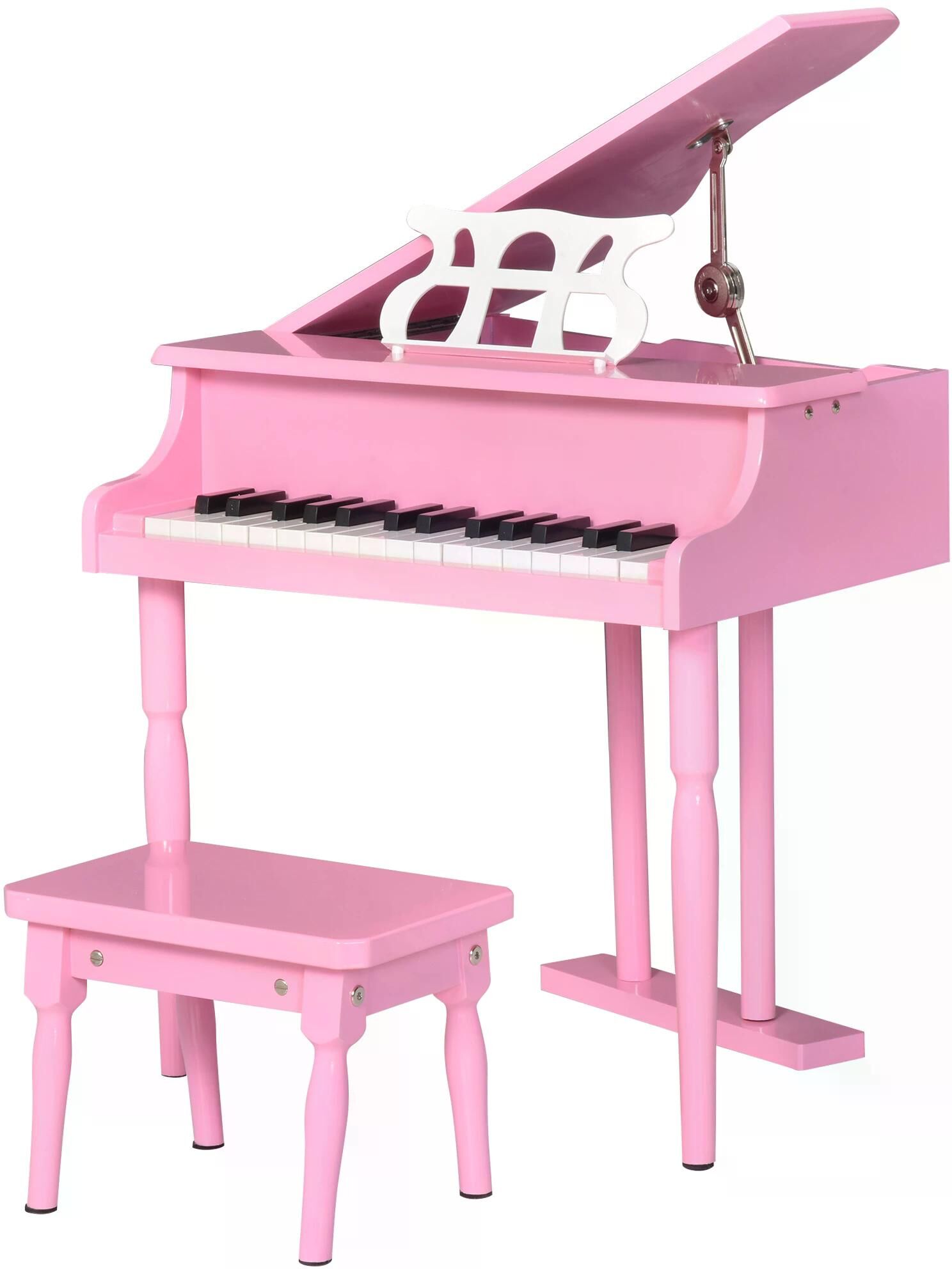 HOMCOM Modern Kids Piano 30 Keys Set of 2 Mini Toy for Child Grand Piano with Music Stand and Bench, Best Gifts Pink