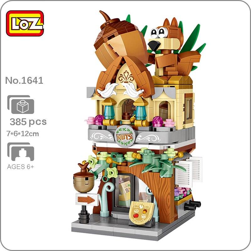 Toy Paradise LOZ 1641 City Street Squirrel Nut Food Shop Store Animal Architecture Mini Blocks Bricks Building Toy for Children Gift no Box