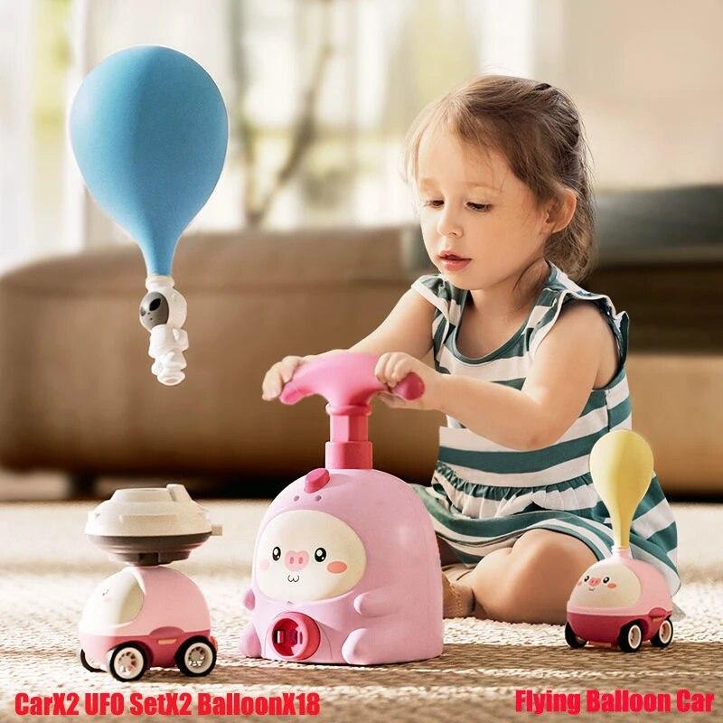 DZ Toys Kids Rocket Balloon Launcher Toys Educational Inertial Air Power Balloon Car Tower Science Toys For Children NewYear Gift