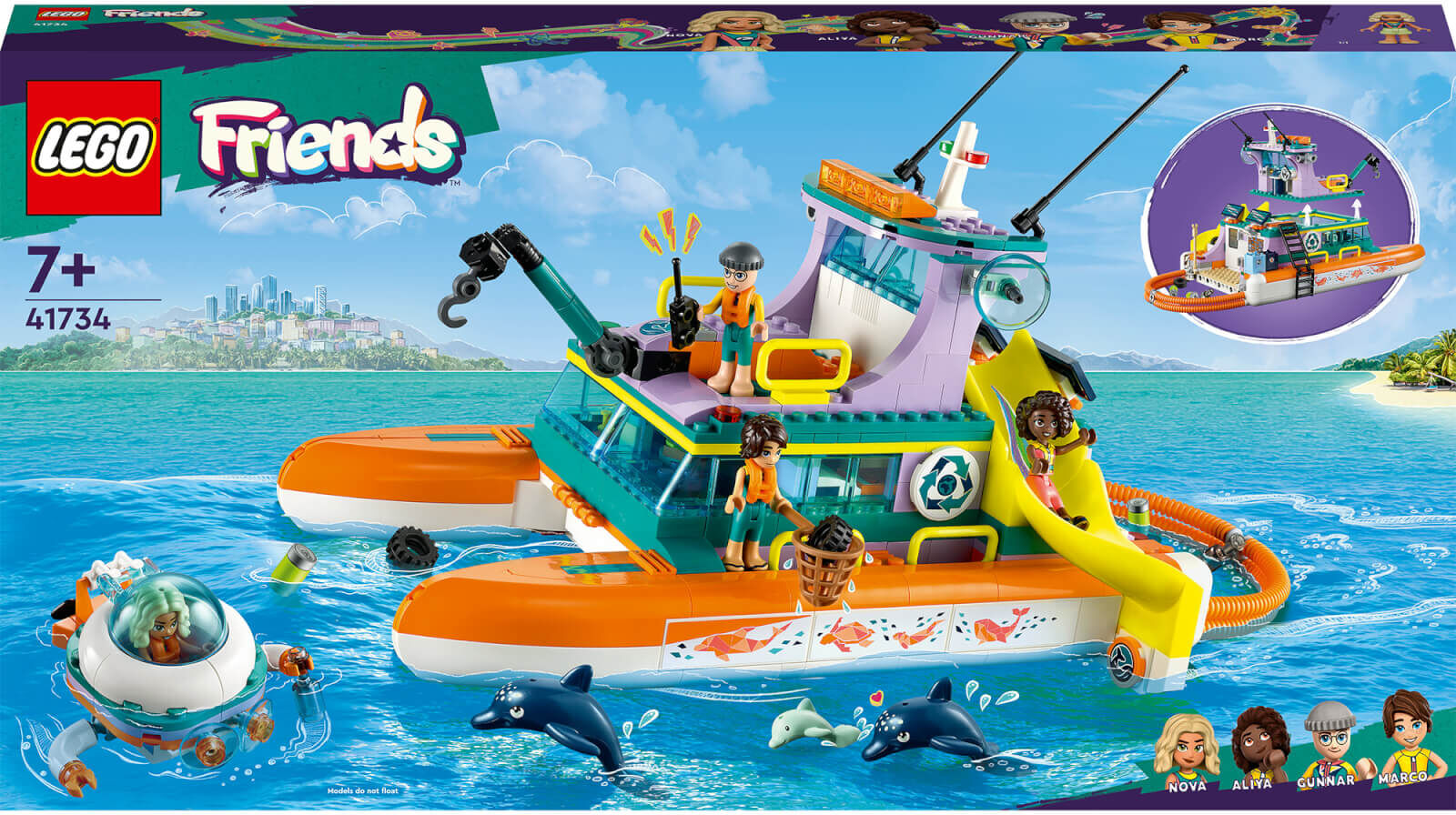 LEGO Friends: Sea Rescue Boat Toy with Dolphin Figures (41734)