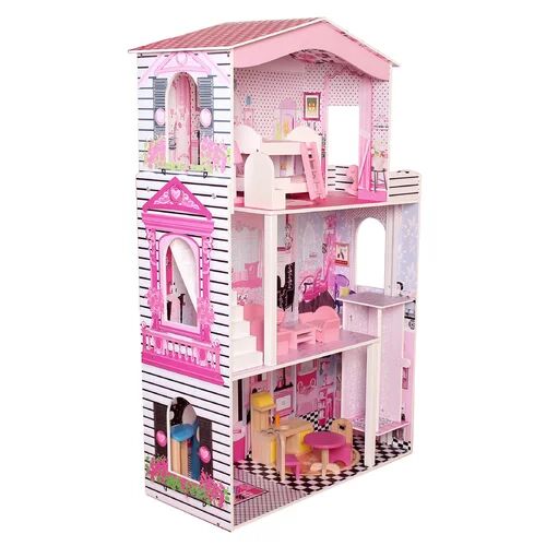 Freeport Park Edie Freeport Park Kids Deluxe Wooden Dollhouse Freeport Park  - Size: 83cm H X 60cm W X 27cm D