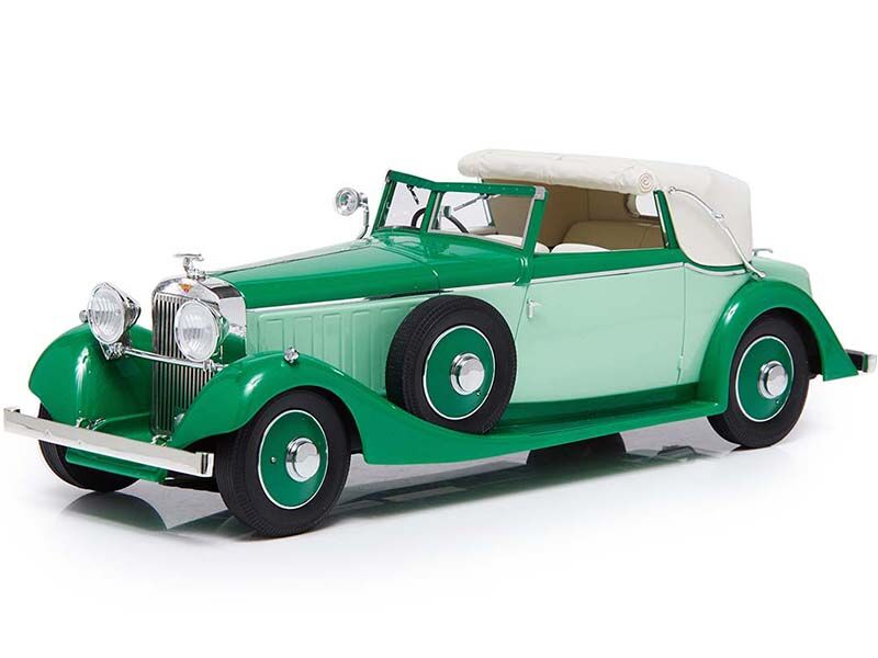 1934 Hispano Suiza J12 Three-Position Drophead Coupe by Fernandez & Darrin Green with White Top Limited Edition to 300 pieces Worldwide 1/18 Model Car by Esval Models