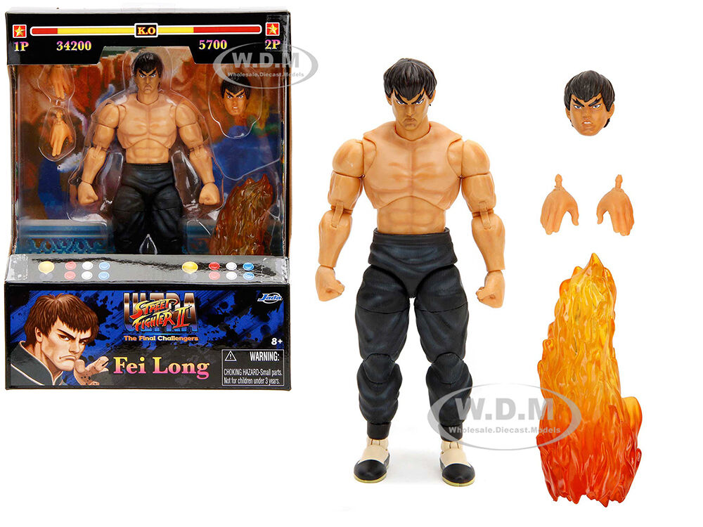 Fei Long 6 Moveable Figure with Accessories and Alternate Head and Hands Ultra Street Fighter II: The Final Challengers (2017) Video Game model by Jada