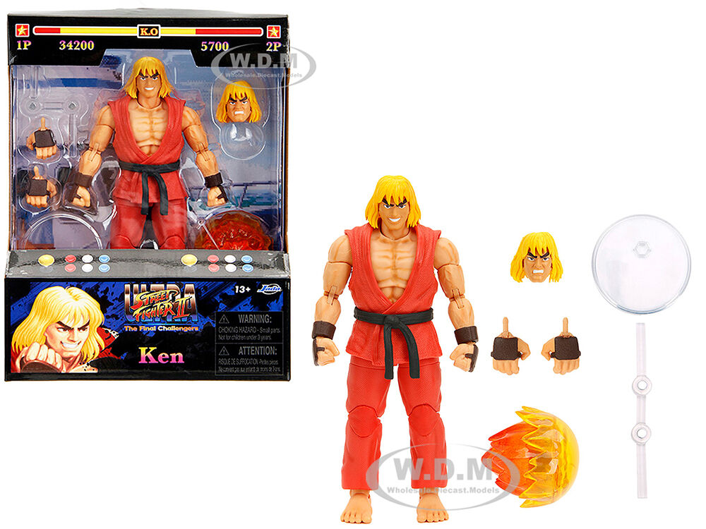 Ken 6 Moveable Figure with Accessories and Alternate Head and Hands Ultra Street Fighter II: The Final Challengers (2017) Video Game Model by Jada