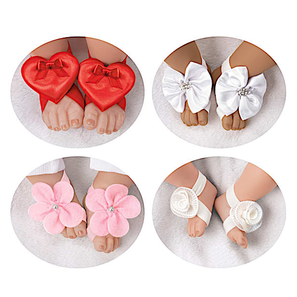 The Ashton-Drake Galleries Barefoot Flower-Shaped Sandals And Headband Baby Doll Accessory Set