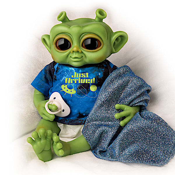 The Ashton-Drake Galleries Alien Doll: Just Arrived Green Silicone Alien Baby Doll