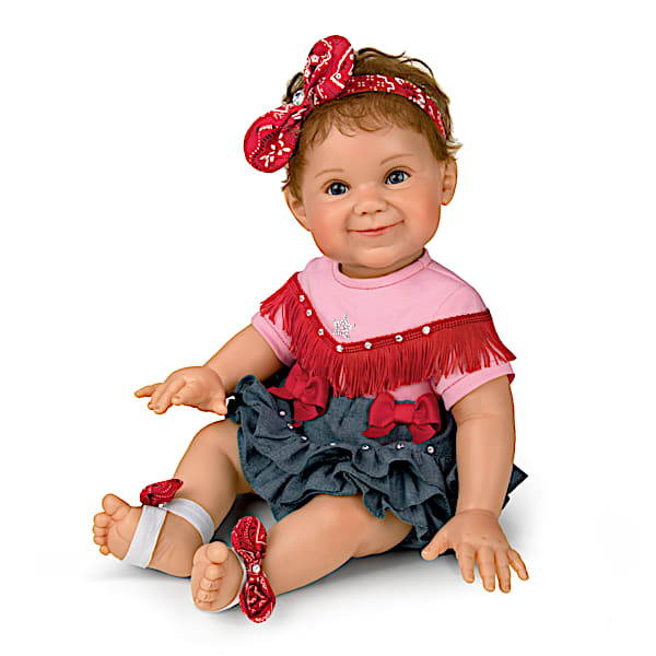 The Ashton-Drake Galleries Little Rhinestone Cowgirl Baby Girl Doll By Ping Lau