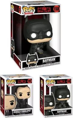 Funko POP Movies: The Batman Collectors Set 2/2- The Batman (ALT), The Penguin w/Chase, Jumbo Batman, Multicolor