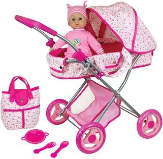 Lissi Doll Pram with 13-Inch Baby Doll and Accessories, Multicolor