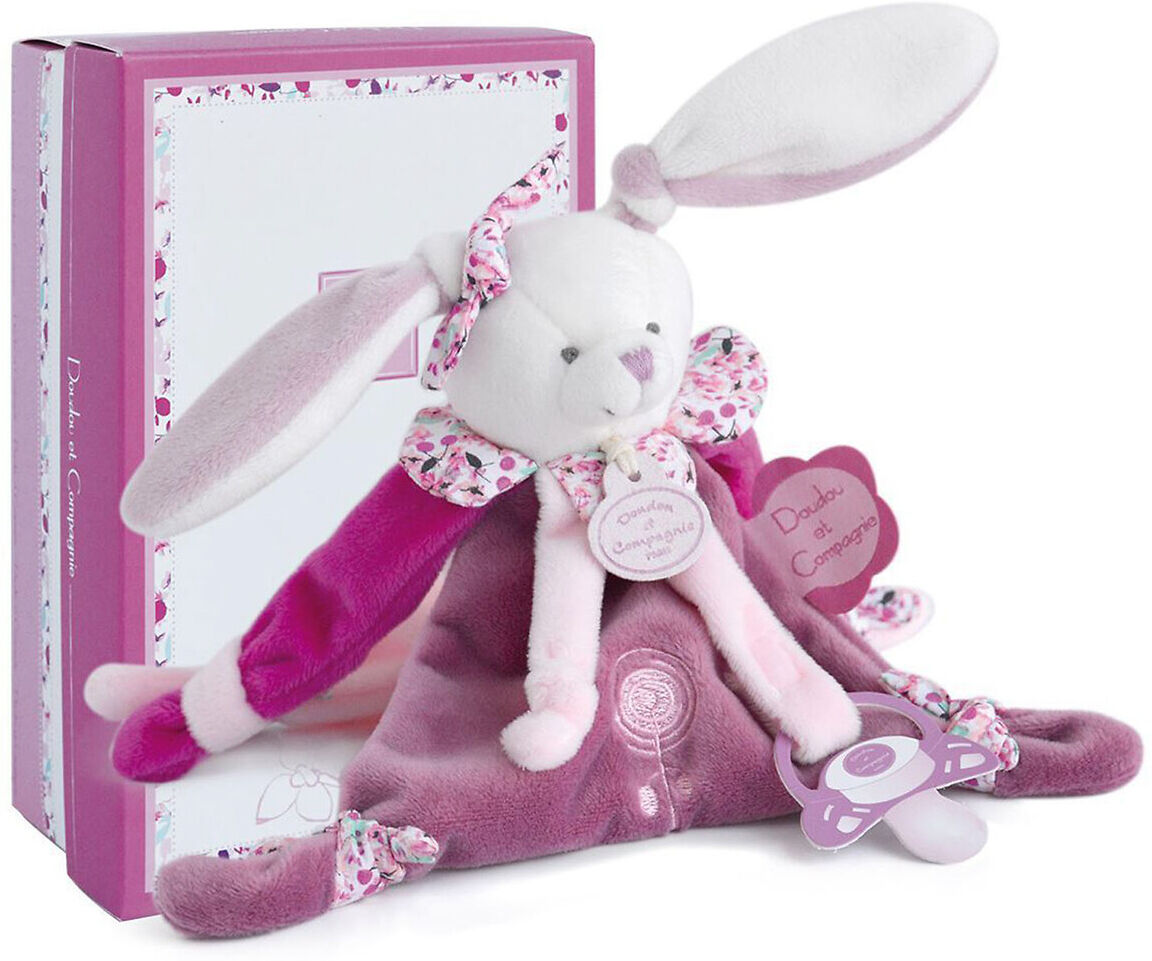 DOUDOU ET COMPAGNIE Attache sucette velcro Cerise Le Lapin