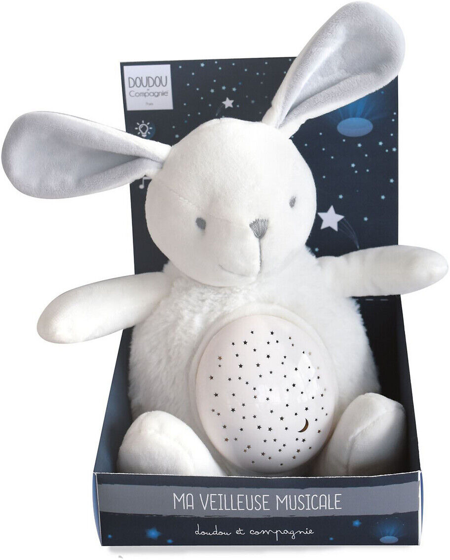 DOUDOU ET COMPAGNIE Veilleuse musicale lapin 20 cm