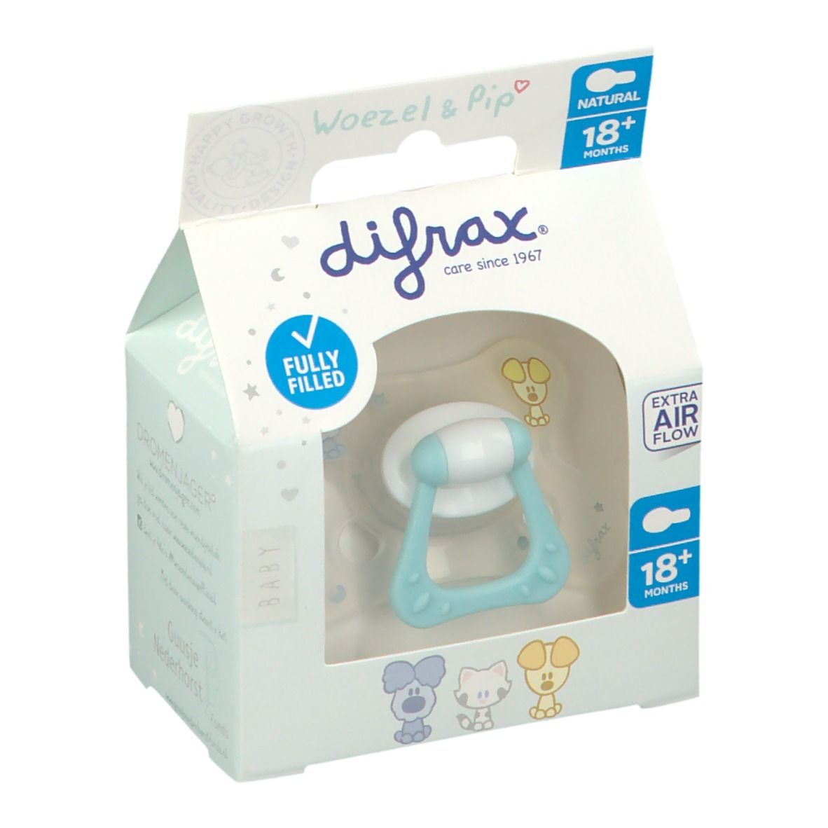 Difrax® Schnuller Natural Woezel & Pip + 18 Monate