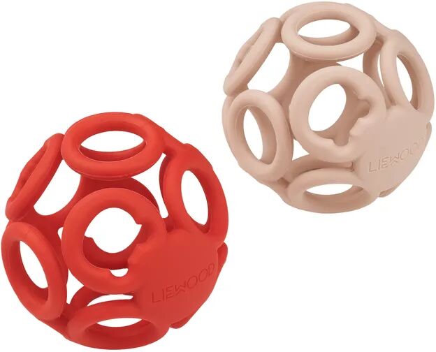 LIEWOOD Silikon-Greifball JASMIN 2er-Pack in apple red/rose mix