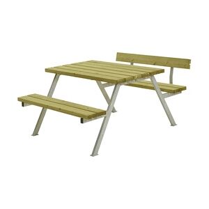 Plus Picknicktisch Alpha Stahl-Holz 118 x 173 x 73 cm natur mit Rückenlehne