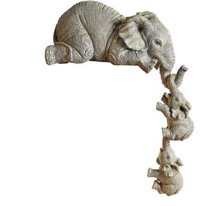 Nye Elephant Sitter Hand, Elephant Sitter figurer - Sæt med 3 Elephant Mor To Babyer Hængende Kant, Elephant Sitter Ornament Hylde Bord Gave Til H