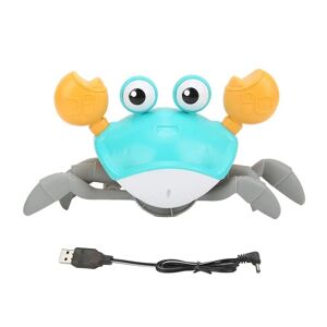 YIXI Blå USB opladningsbar krabbakrypande baby med musik, lys og undgåelse af hindring