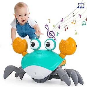Baby Småbørnslegetøj 1 år gammelt, LED musikalsk interaktiv sensor Krabbekrabbe Babylegetøj til 6 9 12 24 måneder, Gave til Baby Børn Dreng Pige-WELLNGS