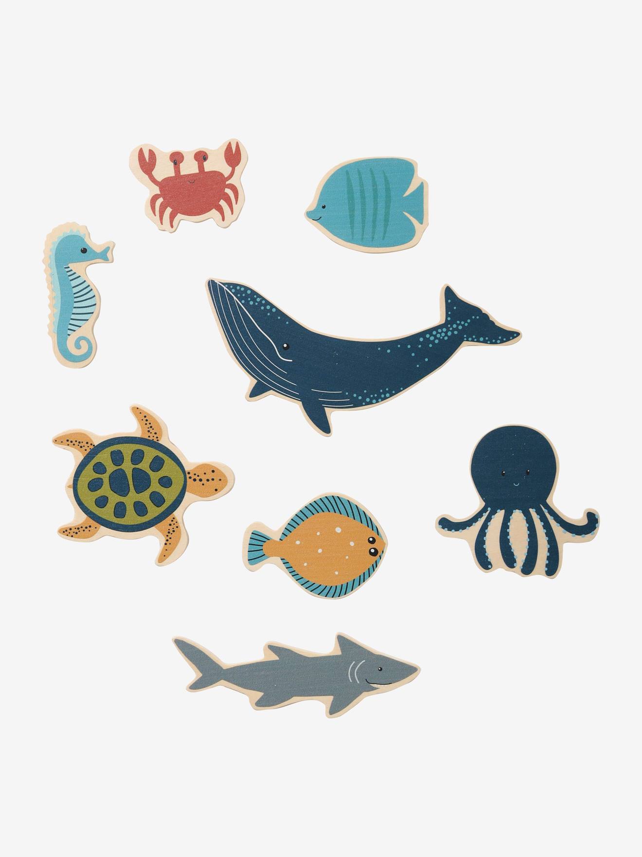 VERTBAUDET Conjunto de animales marinos de madera FSC® azul