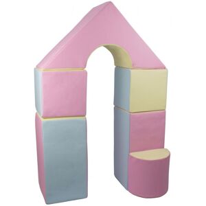 Petit Château - Lot de 11 blocs en mousse pour le jeu rose, bleu, jaune (pastel)