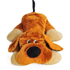 Grand chien en peluche allongé 110cm marron