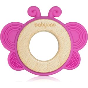 BabyOno Wooden & Silicone Teether jouet de dentition Butterfly 1 pcs