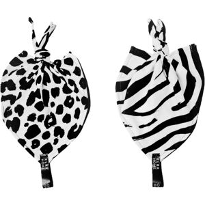 KLRK Home Wild B&W; Leopard&Zebra; doudou plat muni d’un nœud 26x26 cm 2 pcs