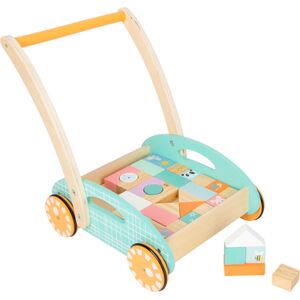 small foot® Chariot de marche enfant cubes bois pastel