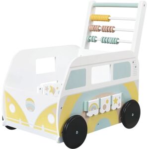 kindsgard Chariot de marche enfant turbus arc-en-ciel bois