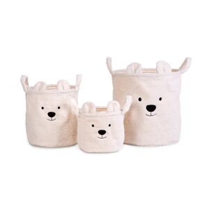 CHILDHOME Panier rangement enfant ours en peluche vieux blanc lot de 3