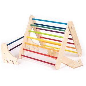 LEG & GO Triangle d'escalade enfant Pikler suédois arc-en-ciel 2en1 bois