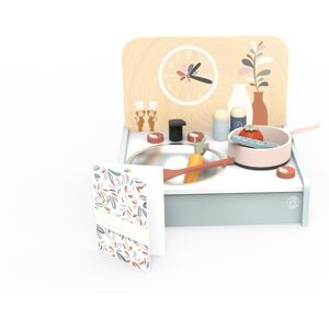 Speedy Monkey Mini-cuisine en bois avec 8 accessoires - Jouets en bois