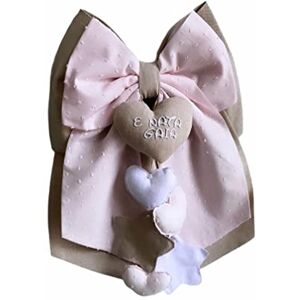 Magie di Natale Nœud naissance en coton personnalisable fait main 35 x h 40 cm Fabriqué en Italie Taupe Rose plumetis - Publicité