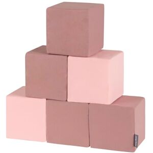 KiddyMoon Blocs Mous pour Bébé 6 Pièces Cubes De Construction en Mousse 14Cm, Cubes: Bruyère-Rose - Publicité