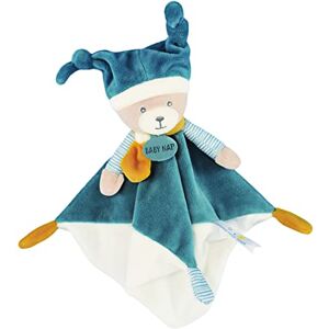 Baby Nat ' Doudou Polochon Ourson Mignon Bleu Ours avec Bonnet de Nuit & Imprimé Rayé Idée Cadeau Naissance Doudou Facile à Attraper Tout Doux pour les Câlins BN0739 - Publicité