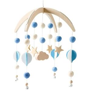 ISAKEN Bébé carillons éoliens, Carillons éoliens Mobiles Carillon Mobile à Vent pour Lit de Bébé Bébé Cloche Lit Mobile Bebe Nuage Boules de Feutre Bois Décoration de Berceau Bébé Garçons Filles - Publicité